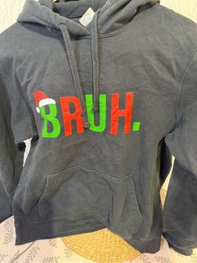 Port and Company Black Hoodie with Red & Green 'BRUH.' Graphic